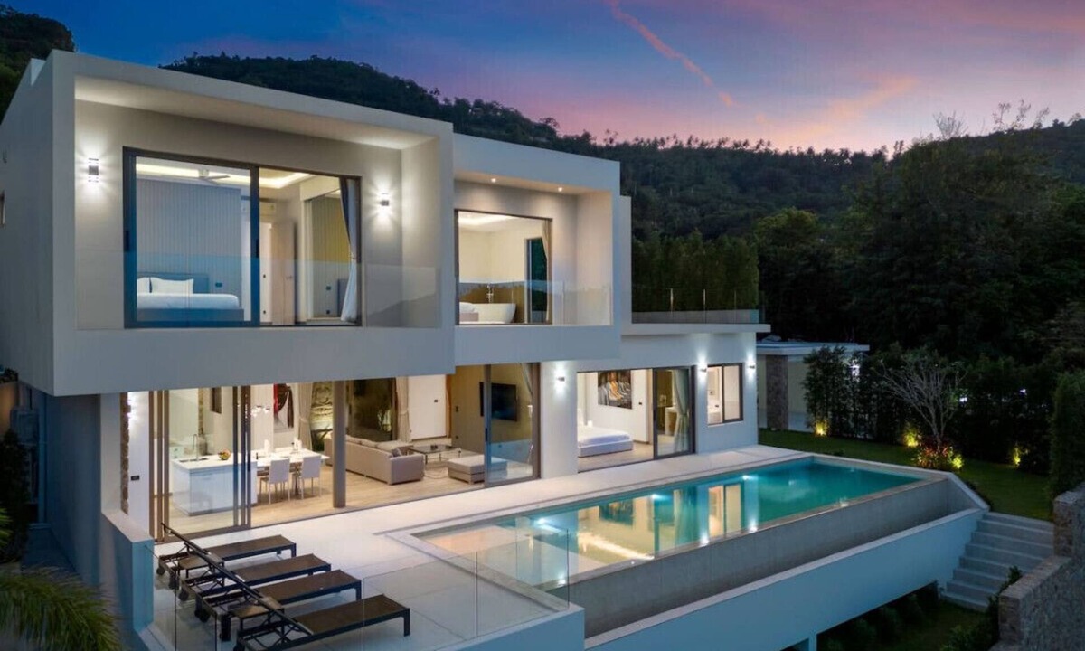 Bophut Hills House | architect-designed 4-bedroom sea view pool villa in Bophut Hills with 13.5m infinity pool