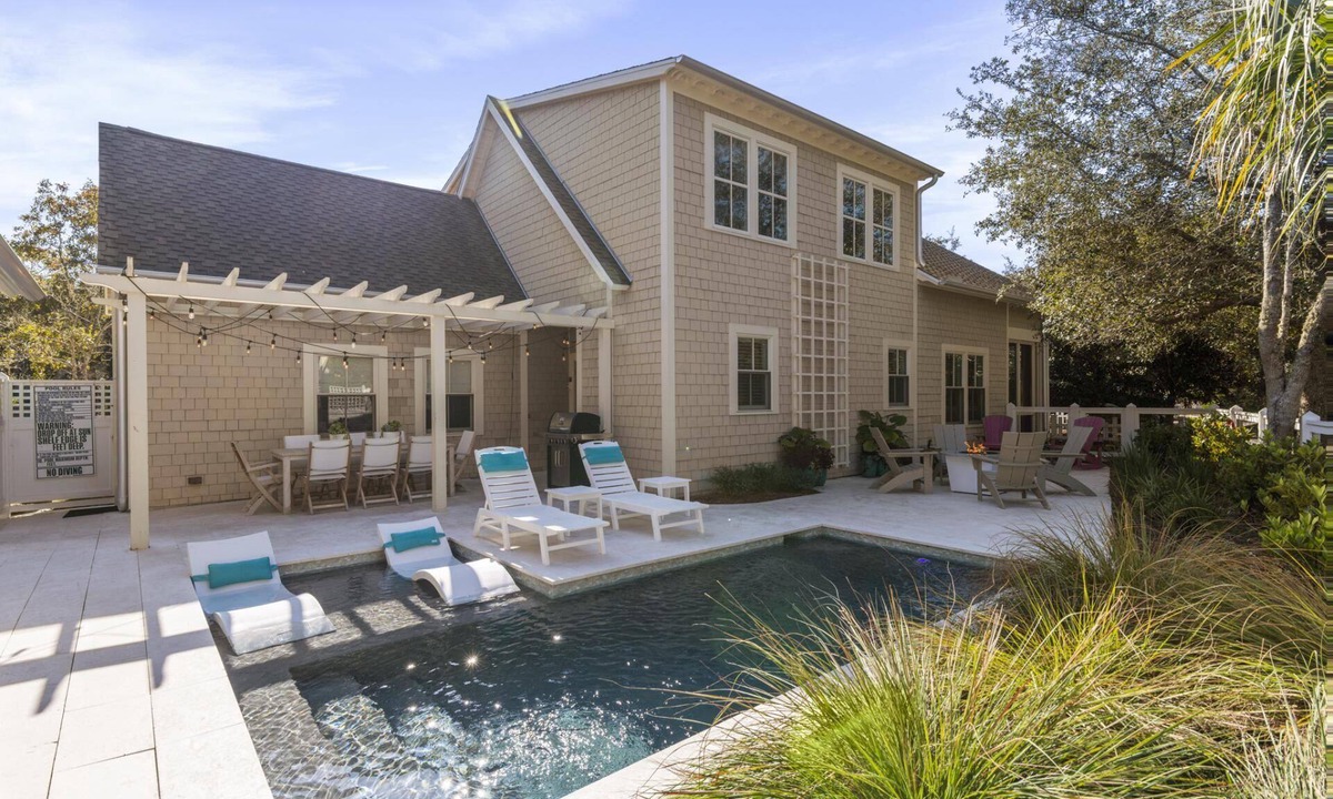 WaterSound Beach House | Book Now for Fall Visits! 4 Seater Golf Cart. Grill. Private Heated Pool with Poolside Fire Pit!