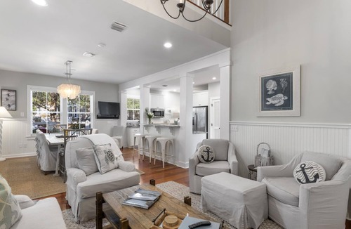 WaterSound Beach House | Book Now for Fall Visits! 4 Seater Golf Cart. Grill. Private Heated Pool with Poolside Fire Pit!
