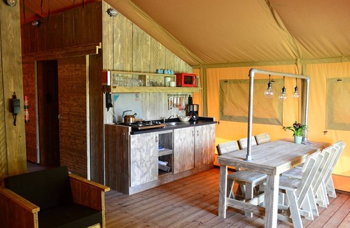 's-Gravenzande RV Rental | Homely Tent with Kitchen & Shower near Beach & Campsite
