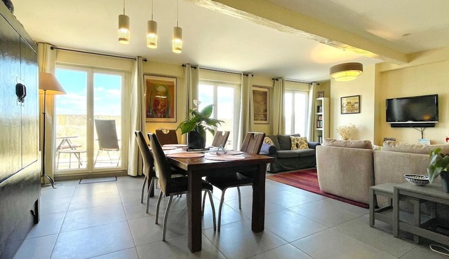 Historic center, a terrace over the city and the river, lift, A/C, parking.